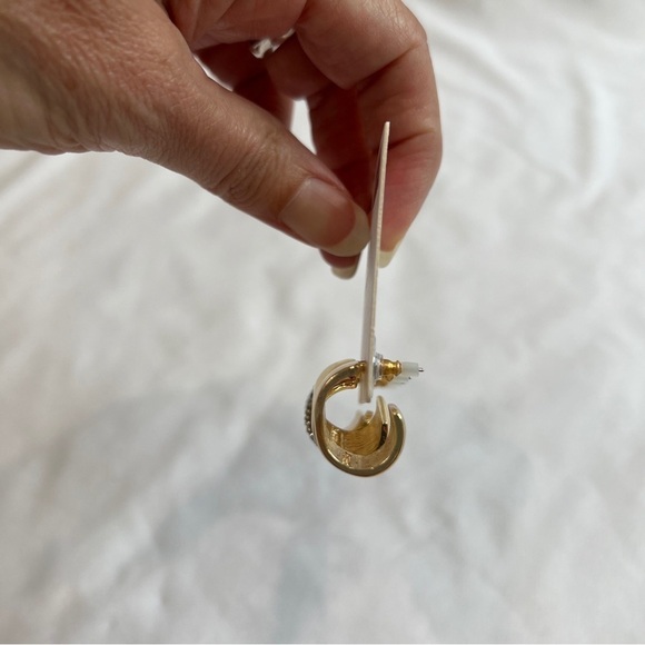 Sugarfix by Baublebar Crystal Hoop Earring Set Gold Tone‎ Wide 2 Pairs - Picture 5 of 5